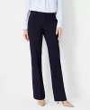 Ann Taylor The Petite Mid Rise Trouser Pant In Seasonless Stretch In Deep Navy Sky