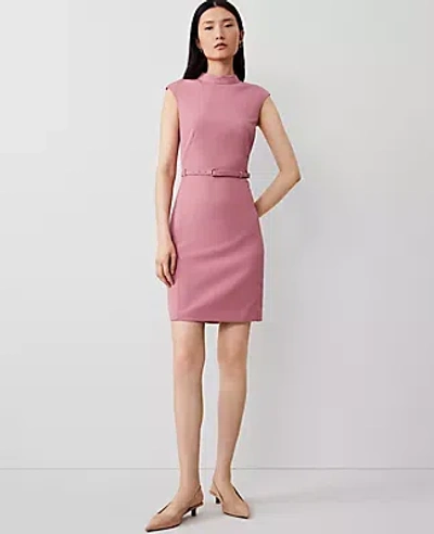 Ann Taylor The Petite Mock Neck Shift Dress In Pink Sea Shell