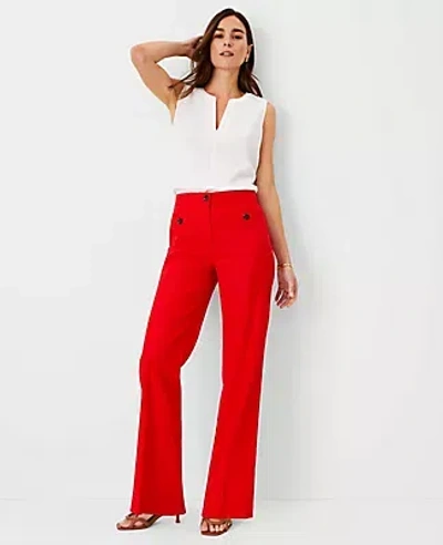 Ann Taylor The Petite Patch Pocket Wide Leg Boot Pant In Dobby Linen Blend In Peppermint Stick