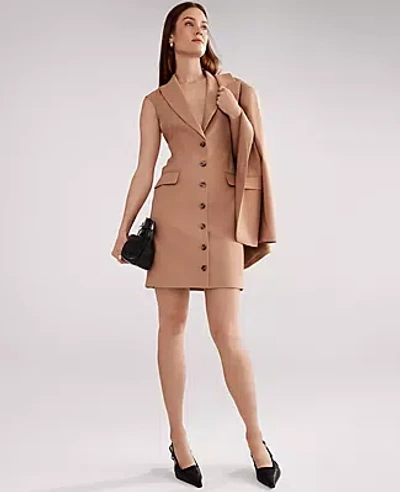 Ann Taylor The Petite Peak Lapel Blazer Dress In Brown