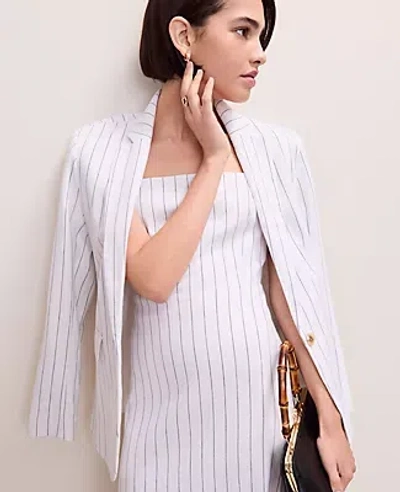 Ann Taylor The Petite Pinstripe Flare Midi Dress In White