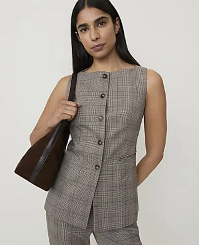 Ann Taylor The Petite Plaid Boatneck Vest In Multi Plaid