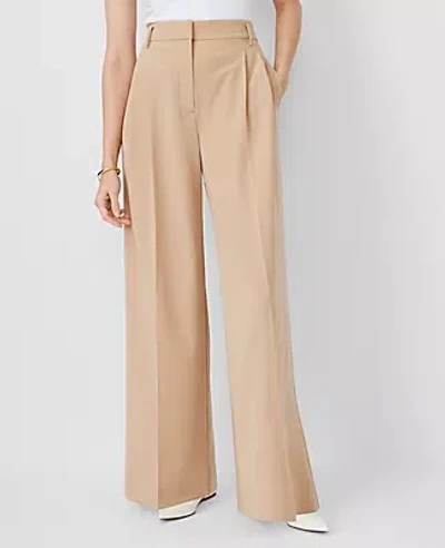 Ann Taylor The Petite Pleated High Rise Wide Leg Pant In Baguette