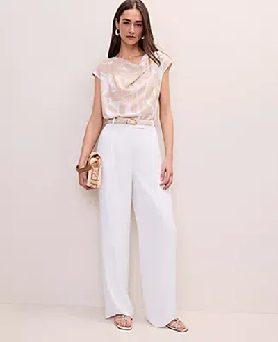 Ann Taylor The Petite Pleated Straight Pant In White