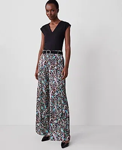 Ann Taylor The Petite Pleated Wide Leg Pant In Black