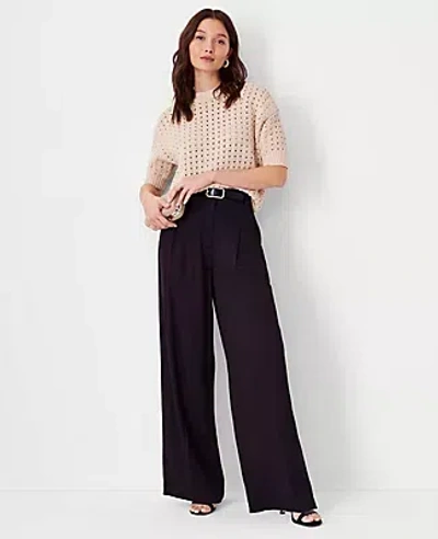 Ann Taylor The Petite Pleated Wide Leg Pant In Black