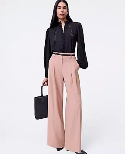 Ann Taylor The Petite Pleated Wide-leg Pant In Pink