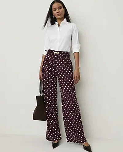 Ann Taylor The Petite Polka Dot Pleated Wide-leg Pant In Purest Plum