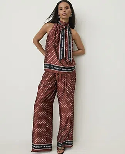 Ann Taylor The Petite Printed Drawstring Wide-leg Pant In Amber Noir