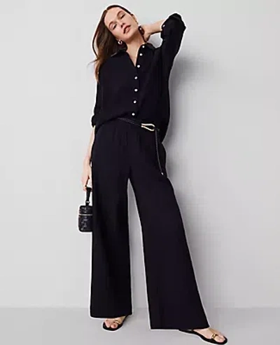 Ann Taylor The Petite Pull-on Wide-leg Pant In Black