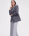 Ann Taylor The Petite Relaxed Double Breasted Long Blazer In Grey Melange