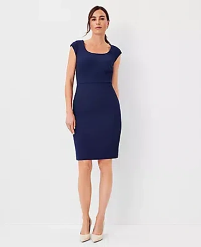 Ann Taylor The Petite Scoop Neck Sheath Dress In Bi-stretch - Curvy Fit In Pure Sapphire