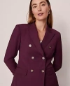 Ann Taylor The Petite Sculptural Double Breasted Blazer In Burgundy
