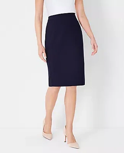 Ann Taylor The Petite Seamed Pencil Skirt In Seasonless Stretch In Deep Navy Sky