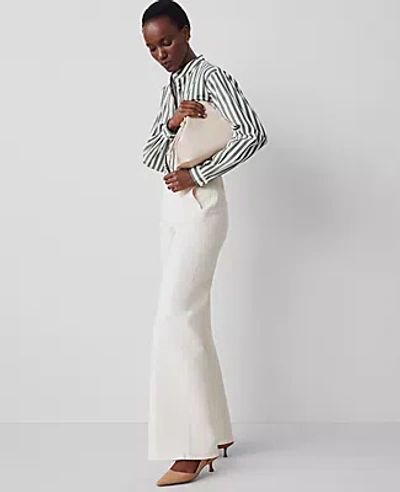 Ann Taylor The Petite Seamed Wide-leg Jean In Ivory