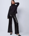 Ann Taylor The Petite Sequin Wide-leg Pant In Black