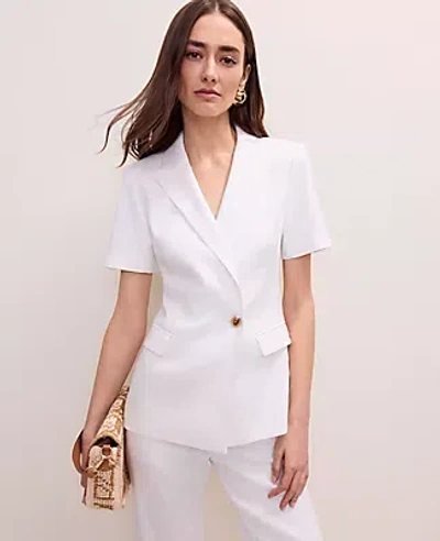 Ann Taylor The Petite Short Sleeve Blazer In White