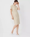 Ann Taylor The Petite Short Sleeve Sheath Dress In Bi-stretch In Toasted Oat