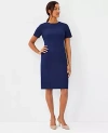 Ann Taylor The Petite Short Sleeve Sheath Dress In Bi-stretch In Pure Sapphire