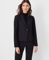 Ann Taylor The Petite Shorter One Button Blazer In Fluid Crepe In Black