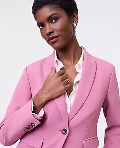 Ann Taylor The Petite Shorter One Button Blazer In Pink