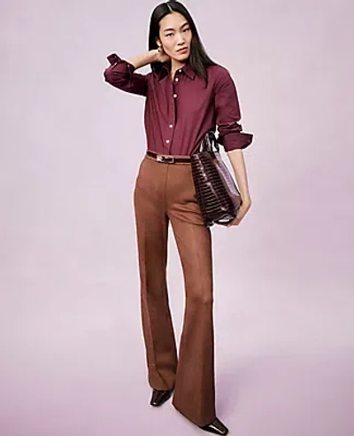 Ann Taylor The Petite Side-zip Flare Pant In Brown