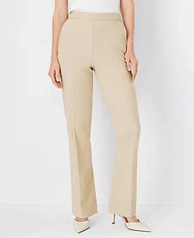 Ann Taylor The Petite Side Zip Straight Pant In Bi-stretch - Curvy Fit In Toasted Oat