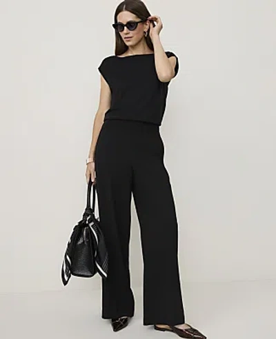 Ann Taylor The Petite Side Zip Wide-leg Pant In Black
