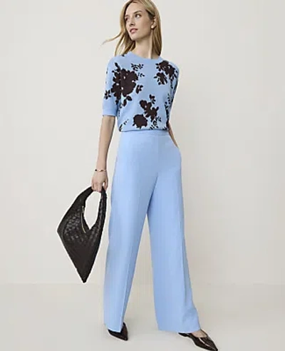 Ann Taylor The Petite Side Zip Wide-leg Pant In Cheerful Blue