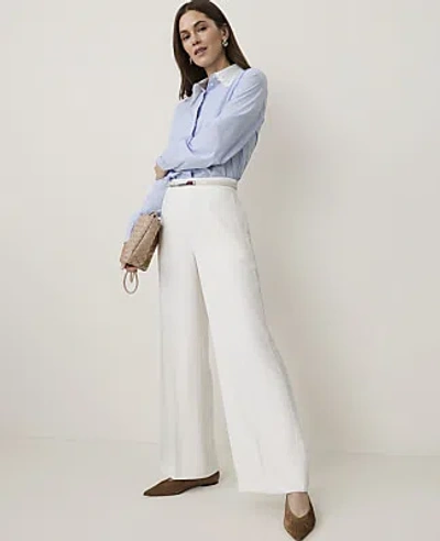 Ann Taylor The Petite Side Zip Wide-leg Pant In Winter White