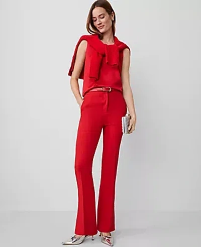 Ann Taylor The Petite Skinny Flare Pant With Vent Hem In Iconic Red
