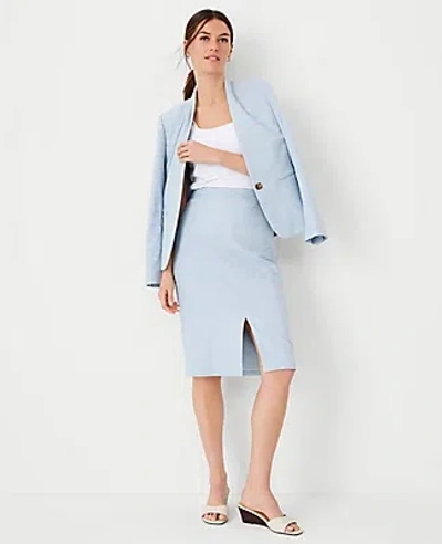 Ann Taylor The Petite Slit Front Pencil Skirt In Windowpane In Blue Multi