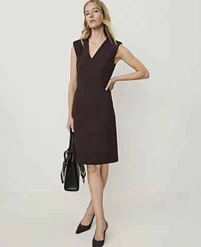 Ann Taylor The Petite V-neck Sheath Dress In Pure Chocolate