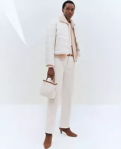 Ann Taylor The Petite Wide-leg Corduroy Pant In Winter White