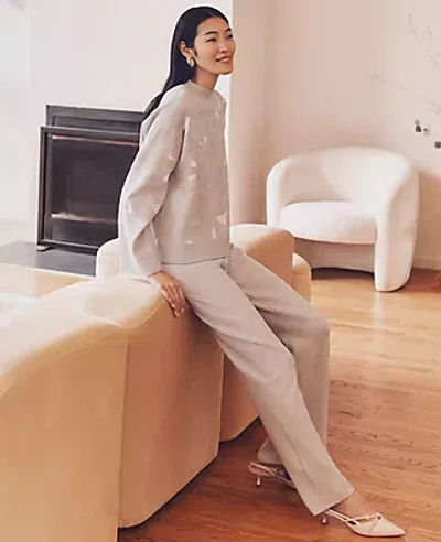 Ann Taylor The Petite Wide-leg Sweater Pant In Pale Sand Heather