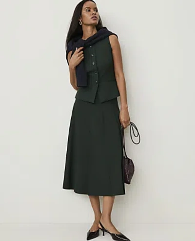 Ann Taylor The Pleated Midi Skirt In Dark Forest Green
