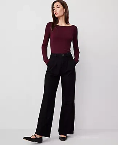 Ann Taylor The Pleated Trouser In Classic Black Wash