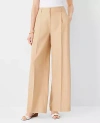 Ann Taylor The Pleated Wide Leg Pant In Texture In Baguette