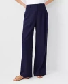 Ann Taylor The Pleated Wide Leg Pant In Texture In Night Sky