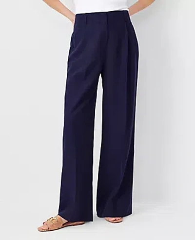 Ann Taylor The Pleated Wide Leg Pant In Texture In Night Sky