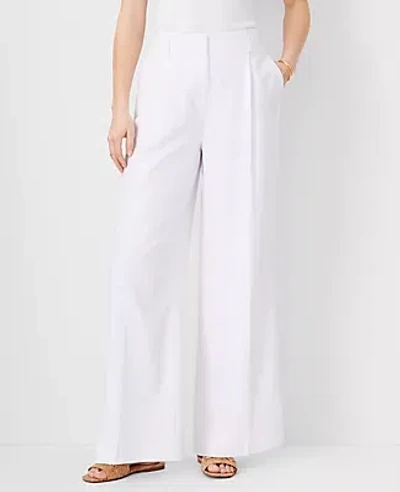 Ann Taylor The Pleated Wide Leg Pant In Texture In White