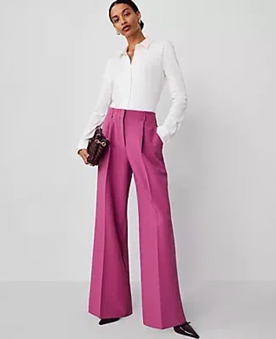 Ann Taylor The Pleated Wide Leg Pant In Plush Mauve