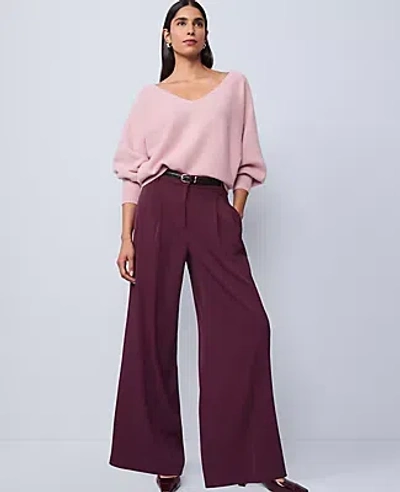Ann Taylor The Pleated Wide-leg Pant In Purple