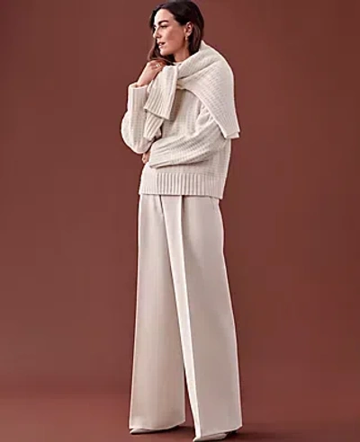 Ann Taylor The Pleated Wide Leg Pant In Sand Shell