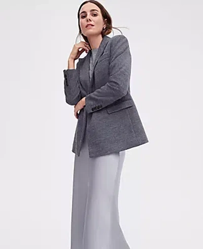 Ann Taylor The Relaxed Double Breasted Long Blazer In Grey Melange