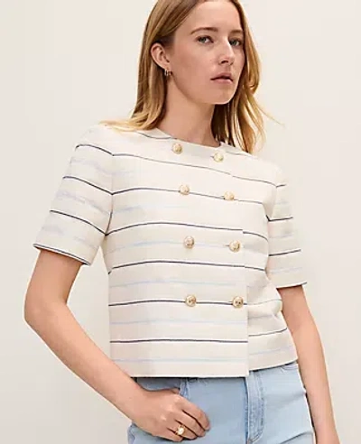 Ann Taylor The Short Sleeve Crew Neck Jacket In White