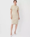 Ann Taylor The Short Sleeve Sheath Dress In Bi-stretch - Curvy Fit In Toasted Oat