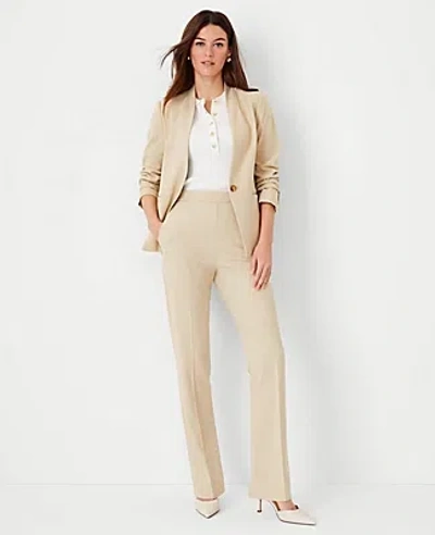 Ann Taylor The Side Zip Straight Pant In Bi-stretch In Toasted Oat