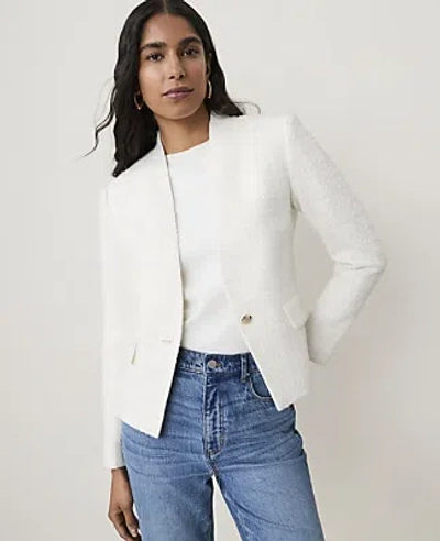 Ann Taylor The Single Button Collarless Blazer In Winter White