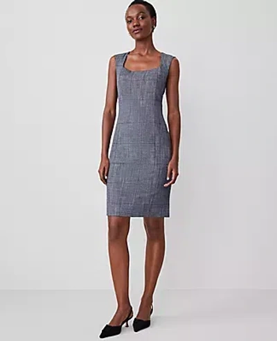 Ann Taylor The Square Neck Sheath Dress In Navy/white Combo